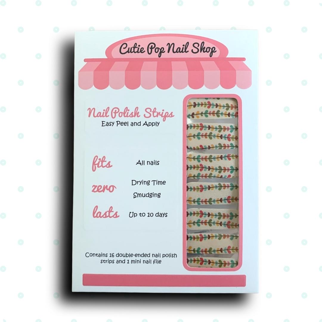 Colorful Vine of Hearts Design Nail Polish Wraps - Cutie Pop Nail Shop
