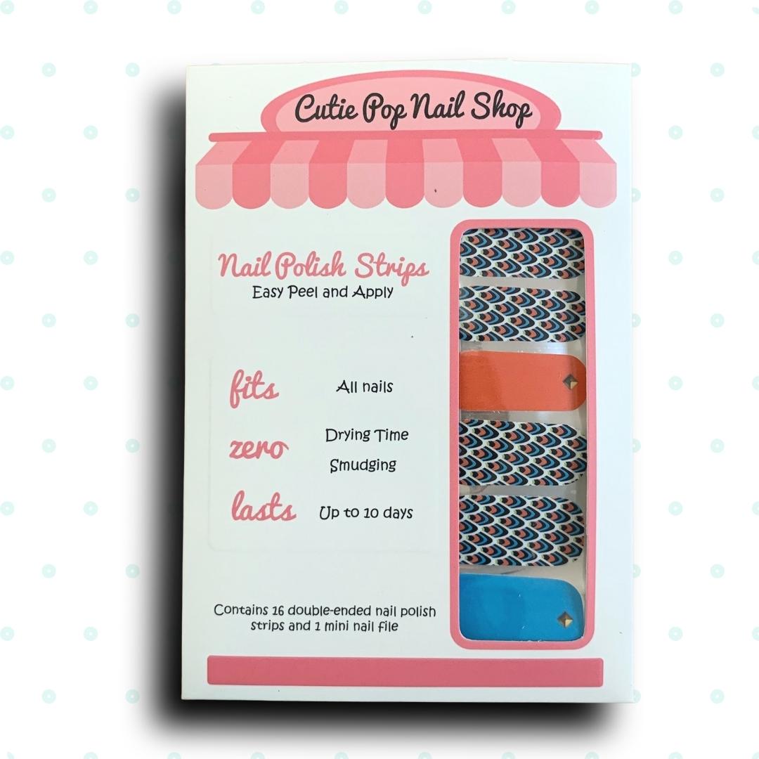 Peacock Feather Inspired Design Nail Polish Wraps - Cutie Pop Nail Shop
