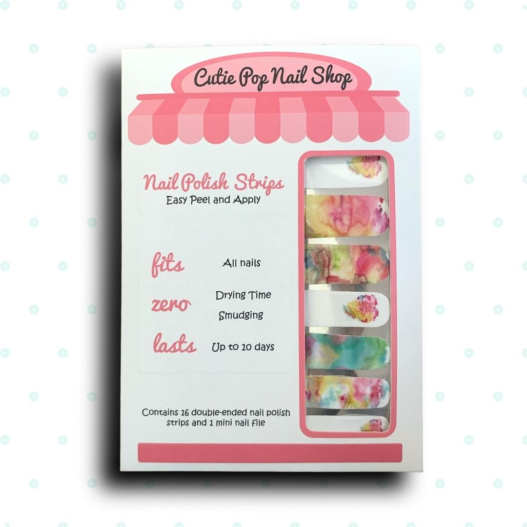 Colorful Watercolor Heart Design Nail Polish Wraps - Cutie Pop Nail Shop