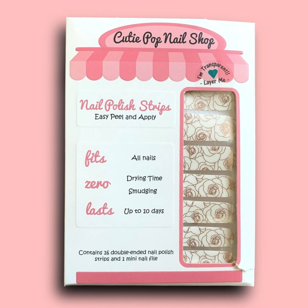 Monoline Roses Design Nail Polish Wraps - Cutie Pop Nail Shop