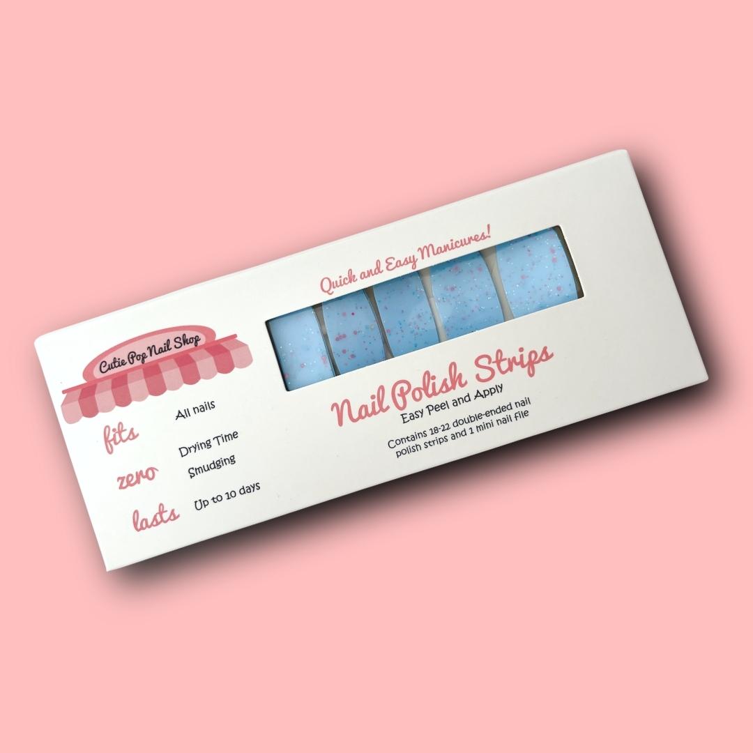 Baby Blue with Lavender & Turquoise Glitter Nail Polish Wraps - Cutie Pop Nail Shop