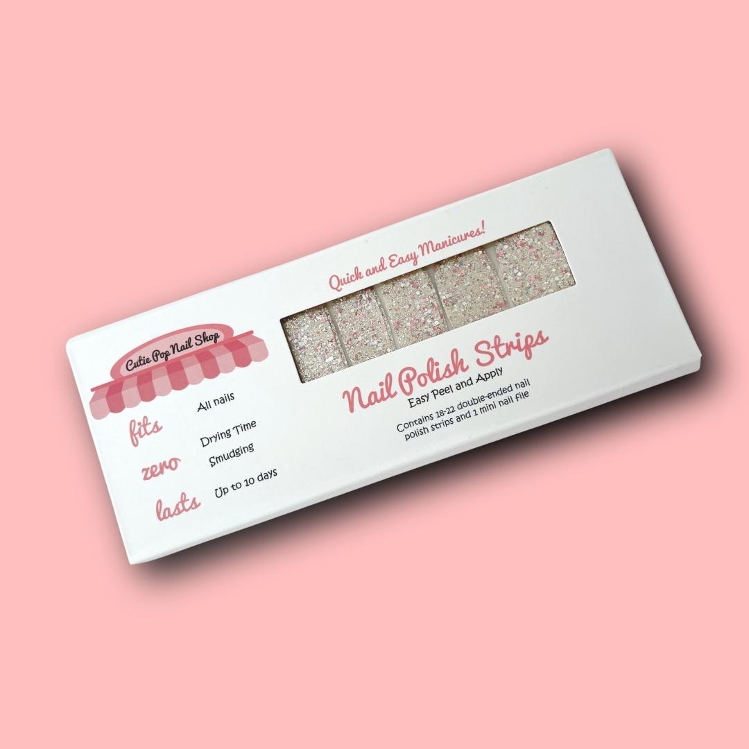 Soft Pink-toned Nude with Gold Sparkles and Fuchsia & Sapphire Glitter Nail Polish Wraps - Cutie Pop Nail Shop