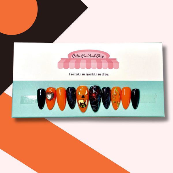 Pumpkin cat nails-Size SMALL