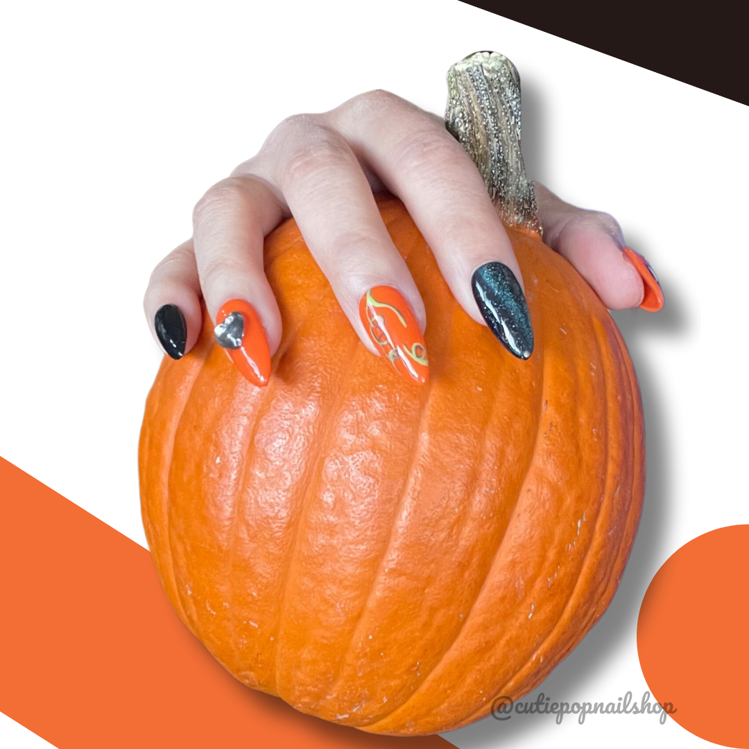 Pumpkin cat nails-Size SMALL