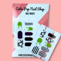 Boo Ghost Halloween nail wraps with ghost, slime, and striped designs
