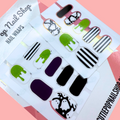 Boo Ghost Halloween nail wraps with ghost, slime, and striped designs
