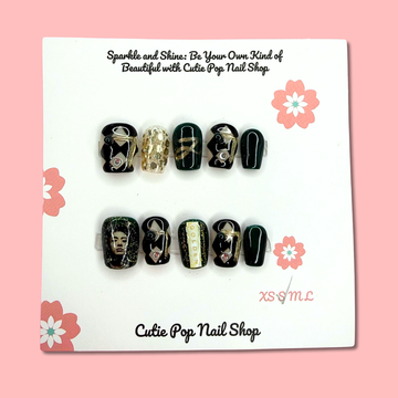 Red Arirang BTS inspired press-on nails