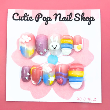 Kawaii Bunny Pastel Rainbow-Dark