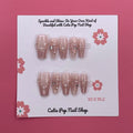 Soft Blush press on nails by CutiePop Nail Shop featuring long coffin shaped nails in soft pink tones with elegant pearl accents for a clean, classy, and feminine look.


