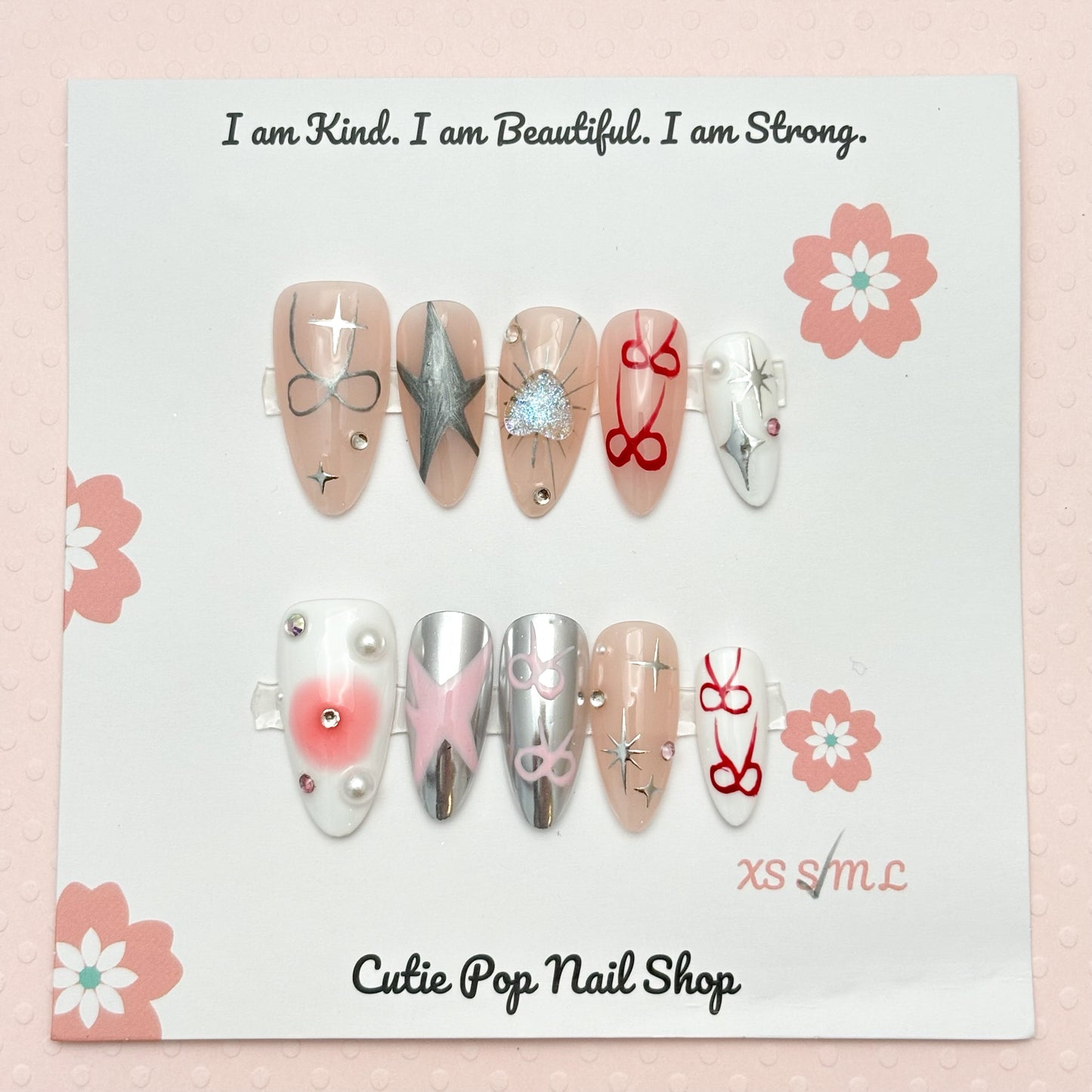 Y2k White Silver Star Bow