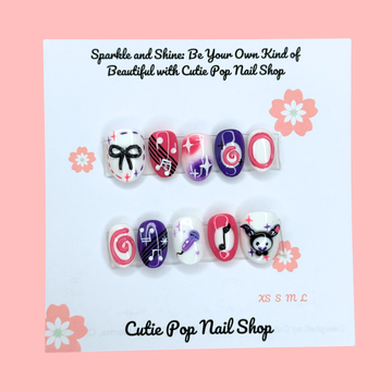 Music Vtuber Inspired Press-On Nails | Anime Fan Art Nail Set