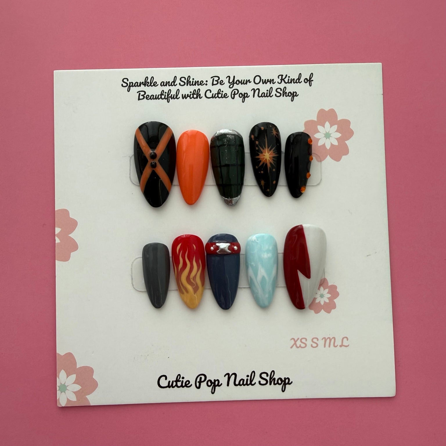 MHA BKA anime-inspired medium almond press-on nails full product card