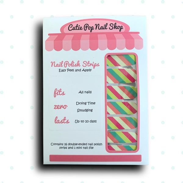 Colorful Candy Lane Design Nail Polish Wraps - Cutie Pop Nail Shop