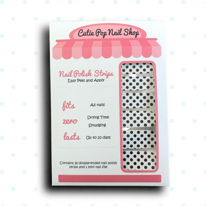 Black and White Polka Dots Nail Polish Wraps - Cutie Pop Nail Shop
