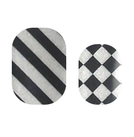 Black and White Illusion Patterns with Shimmer Effect Nail Polish Wraps - Cutie Pop Nail Shop