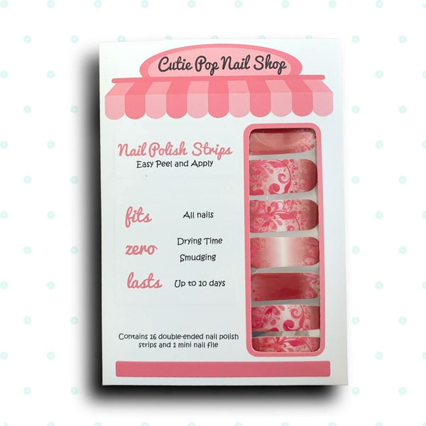 Red and White Flower Ombre Design Nail Polish Wraps - Cutie Pop Nail Shop