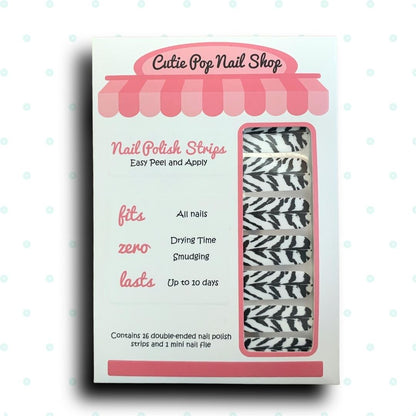 Black and White Tiger Stripes Nail Polish Wraps - Cutie Pop Nail Shop