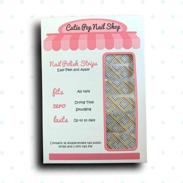 Retro Rainbow Dots Glitter Nail Polish Wraps - Cutie Pop Nail Shop