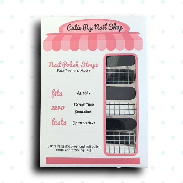 Black and White Frame Patterns Nail Polish Wraps - Cutie Pop Nail Shop