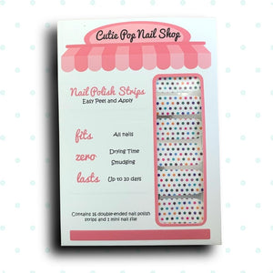 Rainbow Dots over White Base Nail Polish Wraps - Cutie Pop Nail Shop