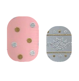 Pink Silver and Gold Polka Dot Nail Polish Strips