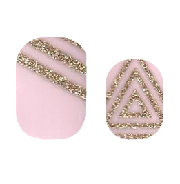 Glitter Gold Patterns over Soft Pink Base Nail Polish Wraps - Cutie Pop Nail Shop