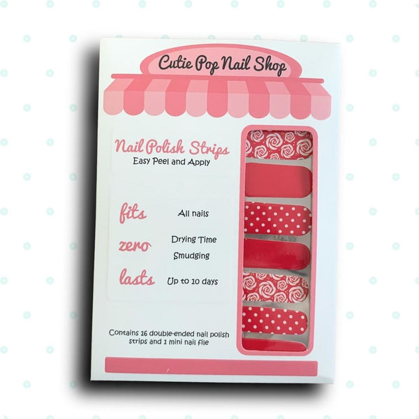 White Roses over Red Base Nail Polish Wraps - Cutie Pop Nail Shop
