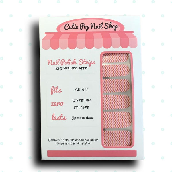 Red and Pink Chevron Pattern Nail Polish Wraps - Cutie Pop Nail Shop