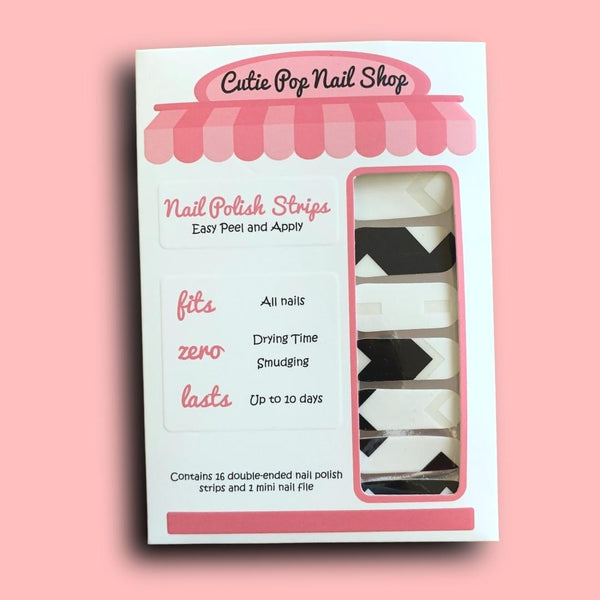 Black and White Geometric Shapes Nail Polish Wraps - Cutie Pop Nail Shop