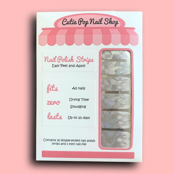 Hologram Flames over Transparent Base Nail Polish Wraps - Cutie Pop Nail Shop
