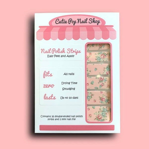 Flowers in Soft Pink Base Nail Polish Wraps - Cutie Pop Nail Shop