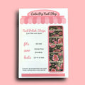 Red Flowers over Black Base Nail Polish Wraps - Cutie Pop Nail Shop