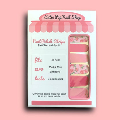 Pinks and Midsummer Rose Design Nail Polish Wraps - Cutie Pop Nail Shop