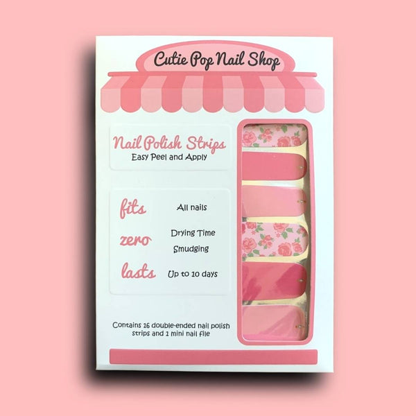 Pinks and Midsummer Rose Design Nail Polish Wraps - Cutie Pop Nail Shop