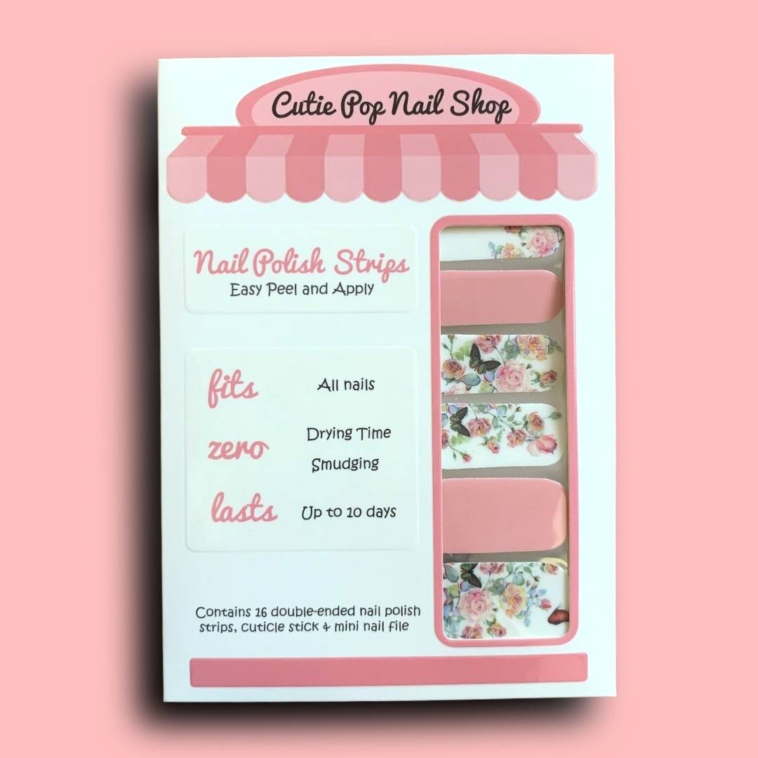 Pink and White Floral Design Nail Polish Wraps - Cutie Pop Nail Shop