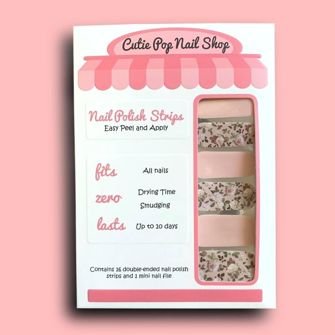 Dusty Pink and Roses Nail Polish Wraps - Cutie Pop Nail Shop