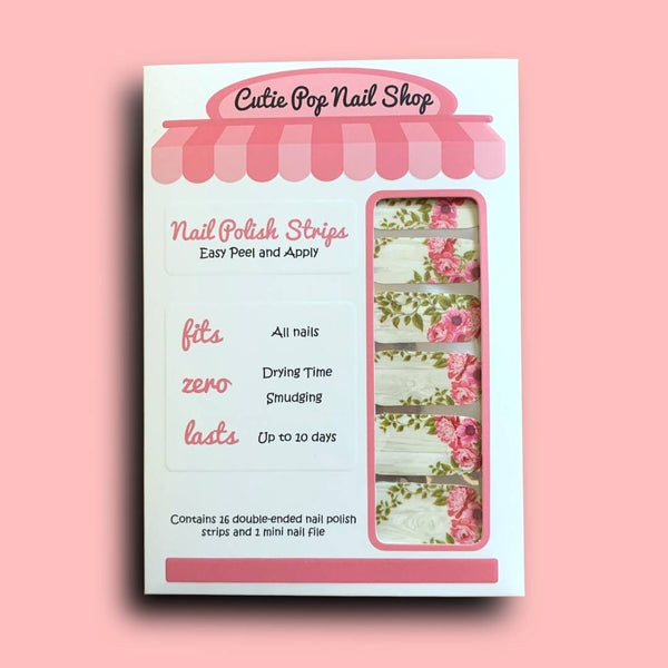 Blooming Peony Flowers Design Nail Polish Wraps - Cutie Pop Nail Shop
