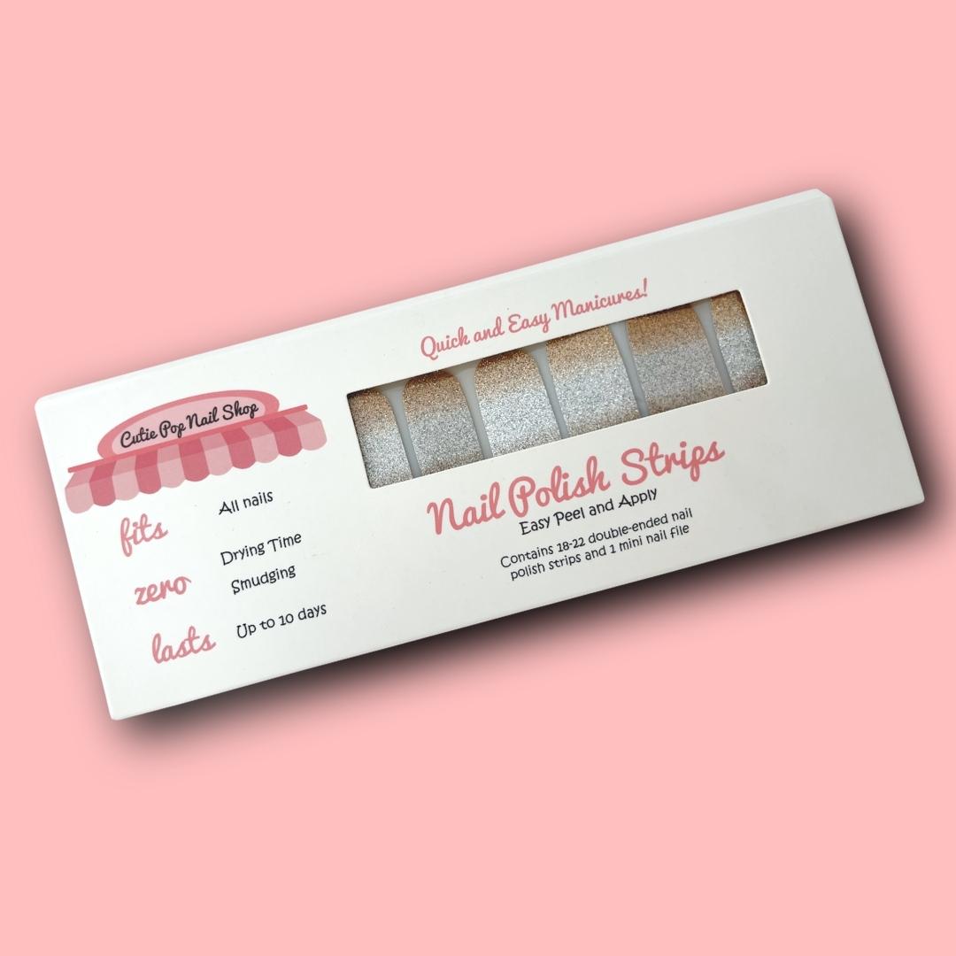 Gold and Silver Ombre Glitter Nail Polish Wraps - Cutie Pop Nail Shop