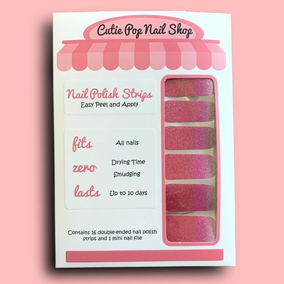 Glittery Coral to Silver Ombre Nail Polish Wraps - Cutie Pop Nail Shop