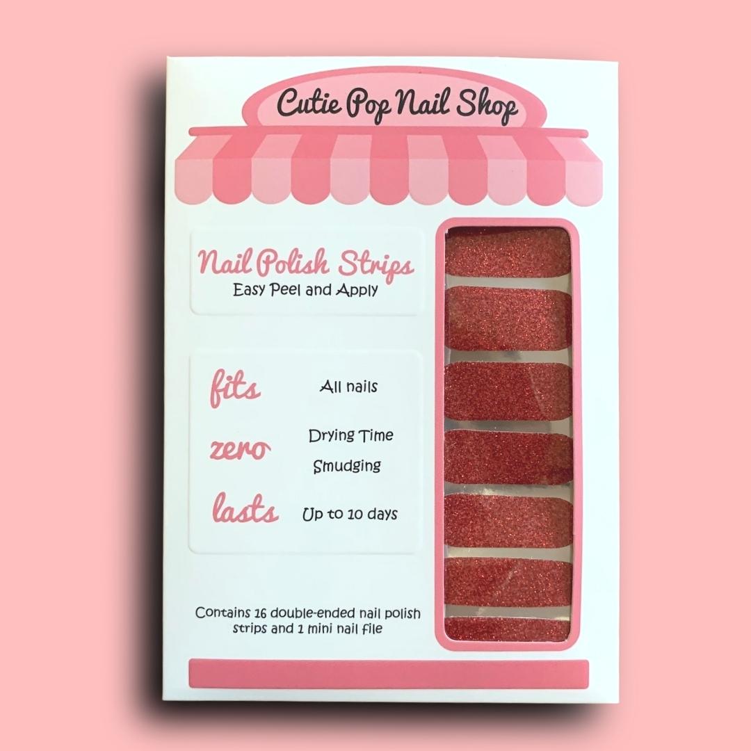 Ultra Red Glitter Nail Polish Wraps - Cutie Pop Nail Shop