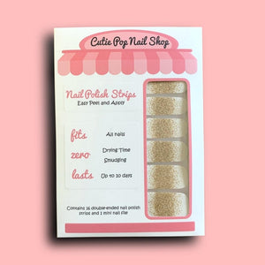 Gold Glitter Tips Nail Polish Wraps - Cutie Pop Nail Shop