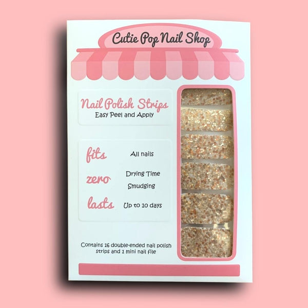 Chunky Copper Glitter Nail Polish Wraps - Cutie Pop Nail Shop