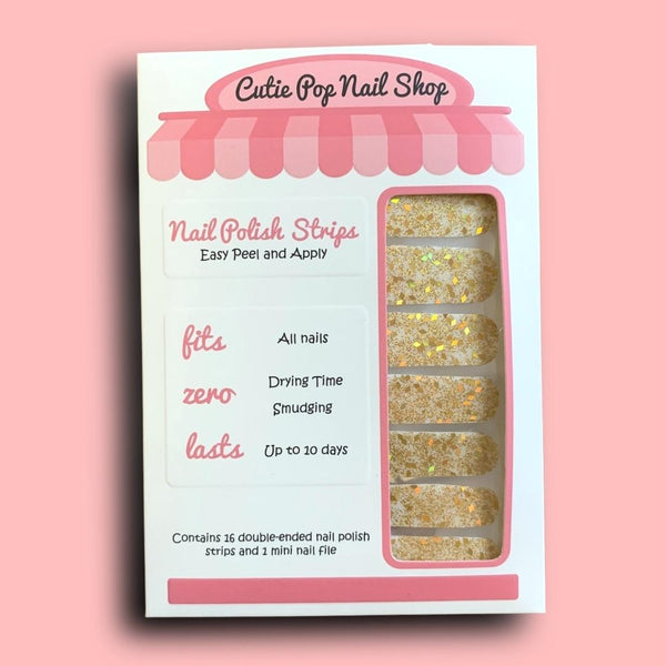Brass and Gold Diamond-Shaped Glitter Nail Polish Wraps - Cutie Pop Nail Shop