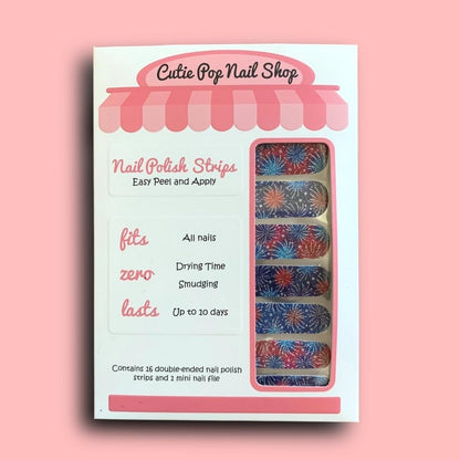 Colorful Fireworks Design Nail Polish Wraps - Cutie Pop Nail Shop