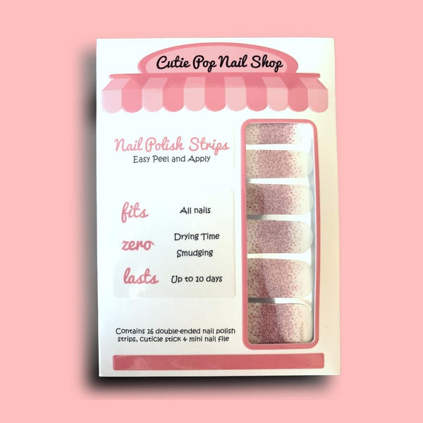 Red Glitter Ombre on Transparent Base Nail Polish Wraps - Cutie Pop Nail Shop
