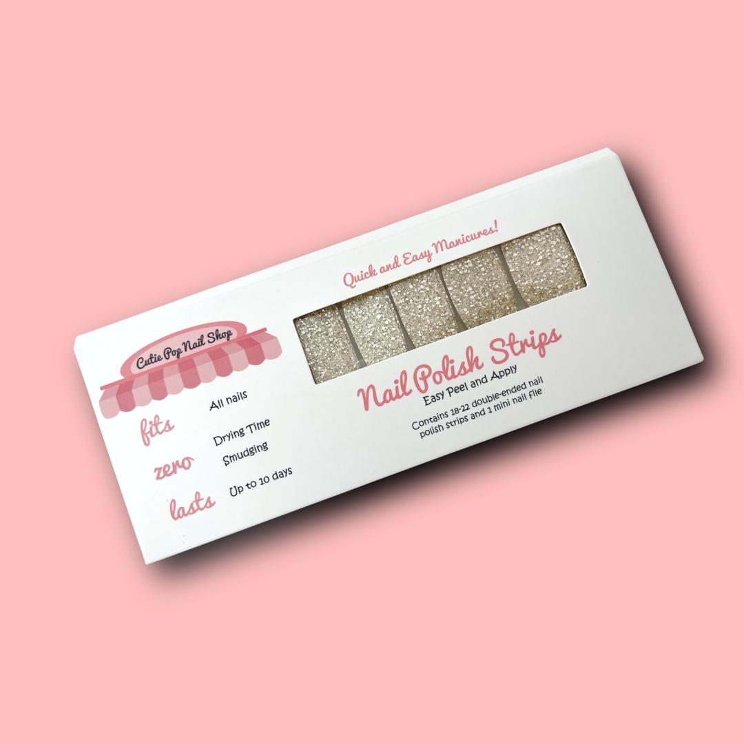 Nude Topaz with Golden Glitter Nail Polish Wraps - Cutie Pop Nail Shop