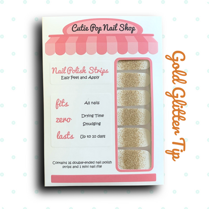 Gold Glitter Tip Nail Polish Strips - Cutie Pop Nail Shop