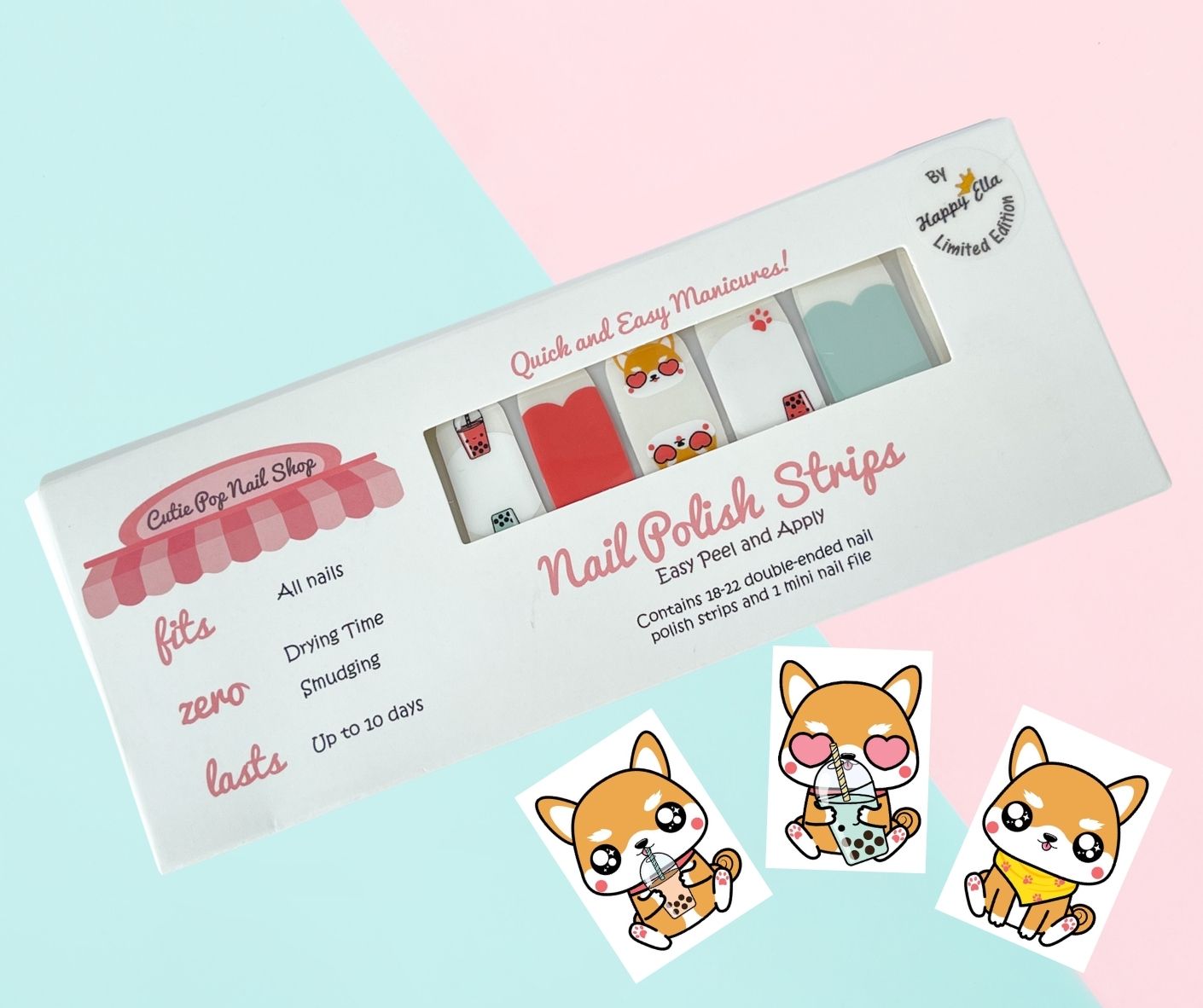 Boba nail sticker, bubble tea nail art
