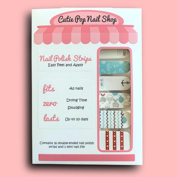 Cute Whale and Sailing Inspired Design Nail Polish Wraps - Cutie Pop Nail Shop