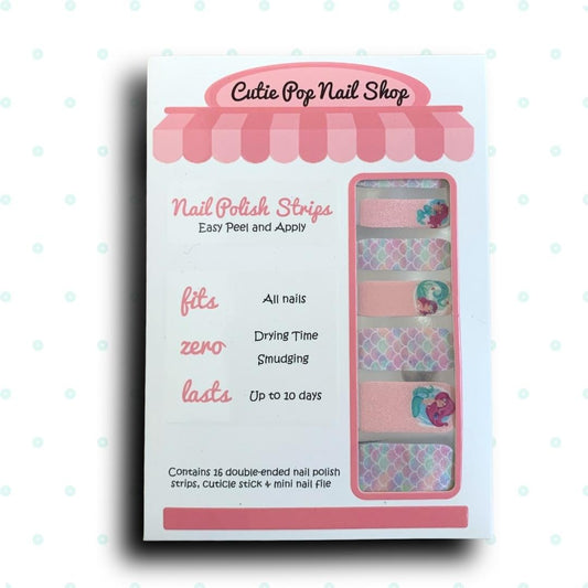 Mermaid Girl and Tail Pattern Design Petite Nail Polish Wraps - Cutie Pop Nail Shop